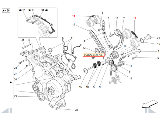 Maserati GranTurismo GranCabrio Timing Control Chain OEM 276590