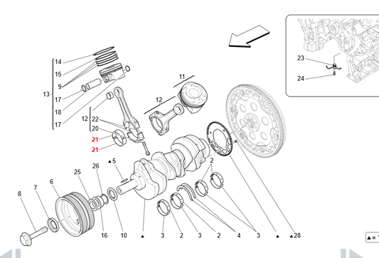 Maserati GranTurismo GranCabrio Con.rod Half-bearing OEM 280325