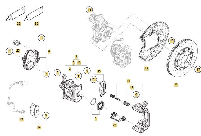 Lamborghini Urus Set Of Brake Pads For Disk Brake OEM 4M0698451BH