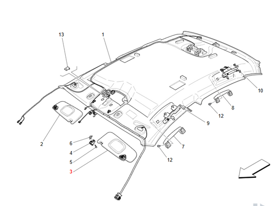 Maserati Quattroporte Ghibli Riparo Sole Sx Cpl Alcant. N OEM 670026844