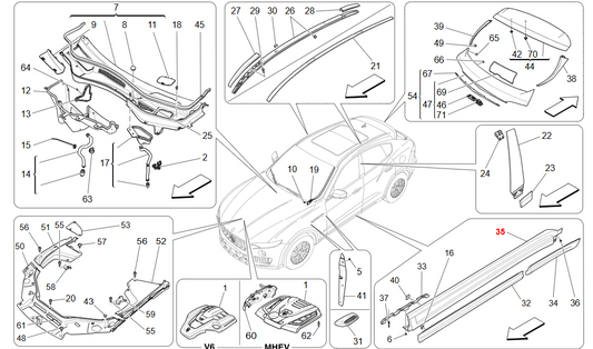 Maserati Levante RH Front Door Emossed Mouldi OEM 670065826