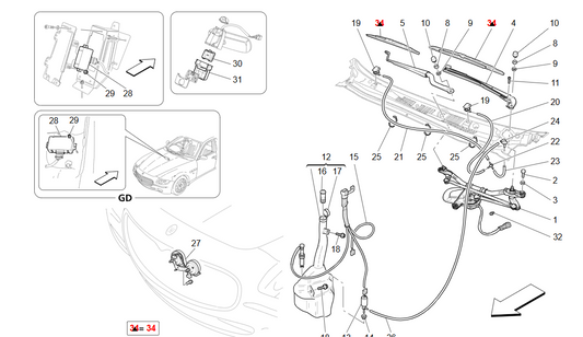 Maserati GranTurismo GranCabrio Lhd Wiper Set OEM 980139980